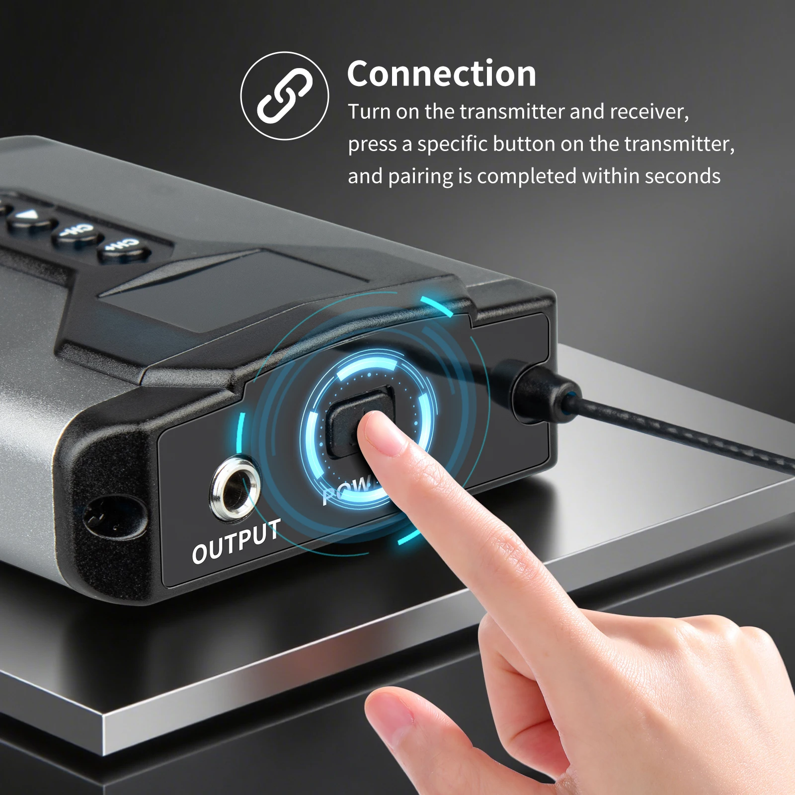 Depusheng Wireless In-Ear Monitor System Portable and Rechargeable Transmitter and Receiver for Stage Performance