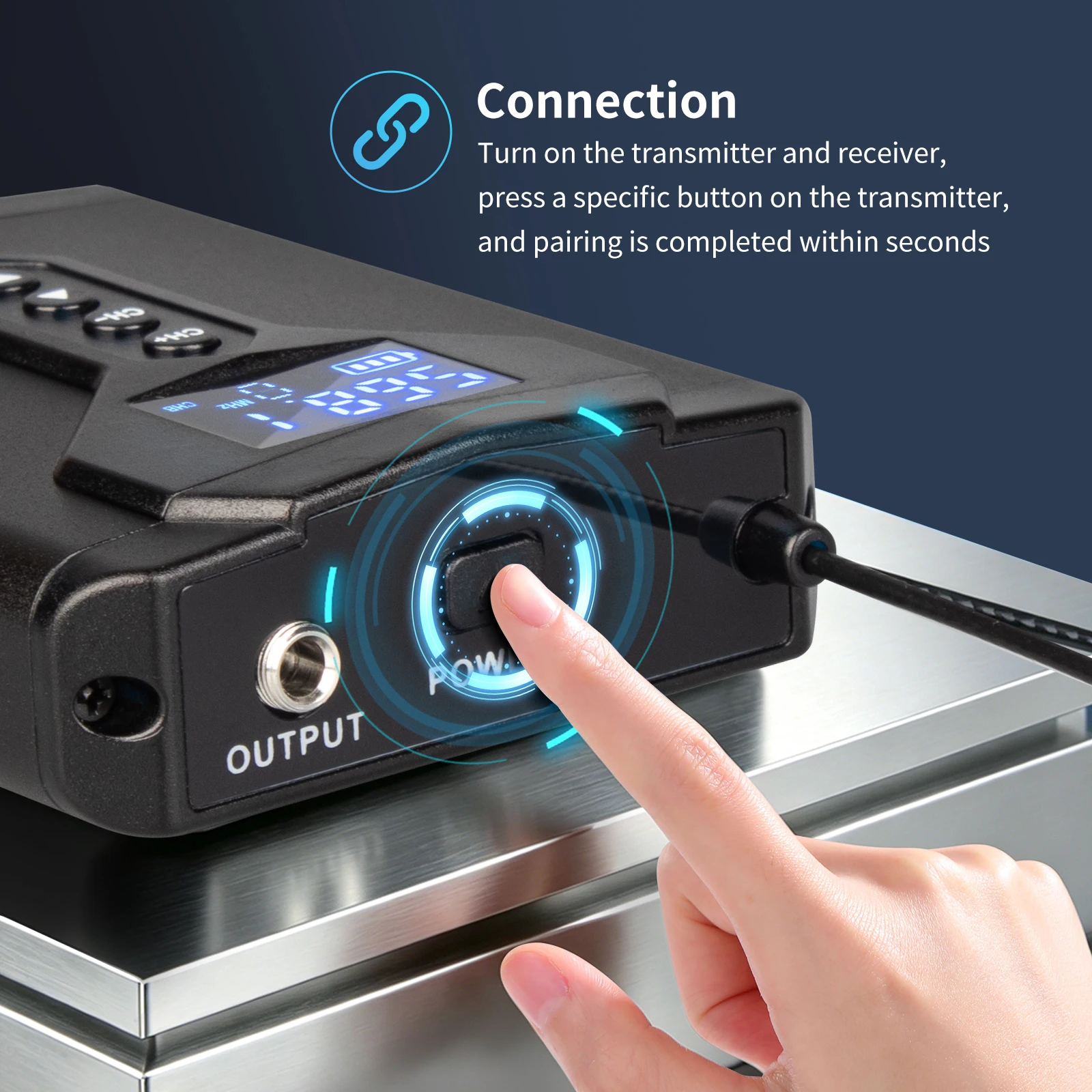 Depusheng DE4 Wireless Ear Monitor System with Transmitter Clip on Receiver Automatic Pairing In-Ear Monitoring for Studio,DJ