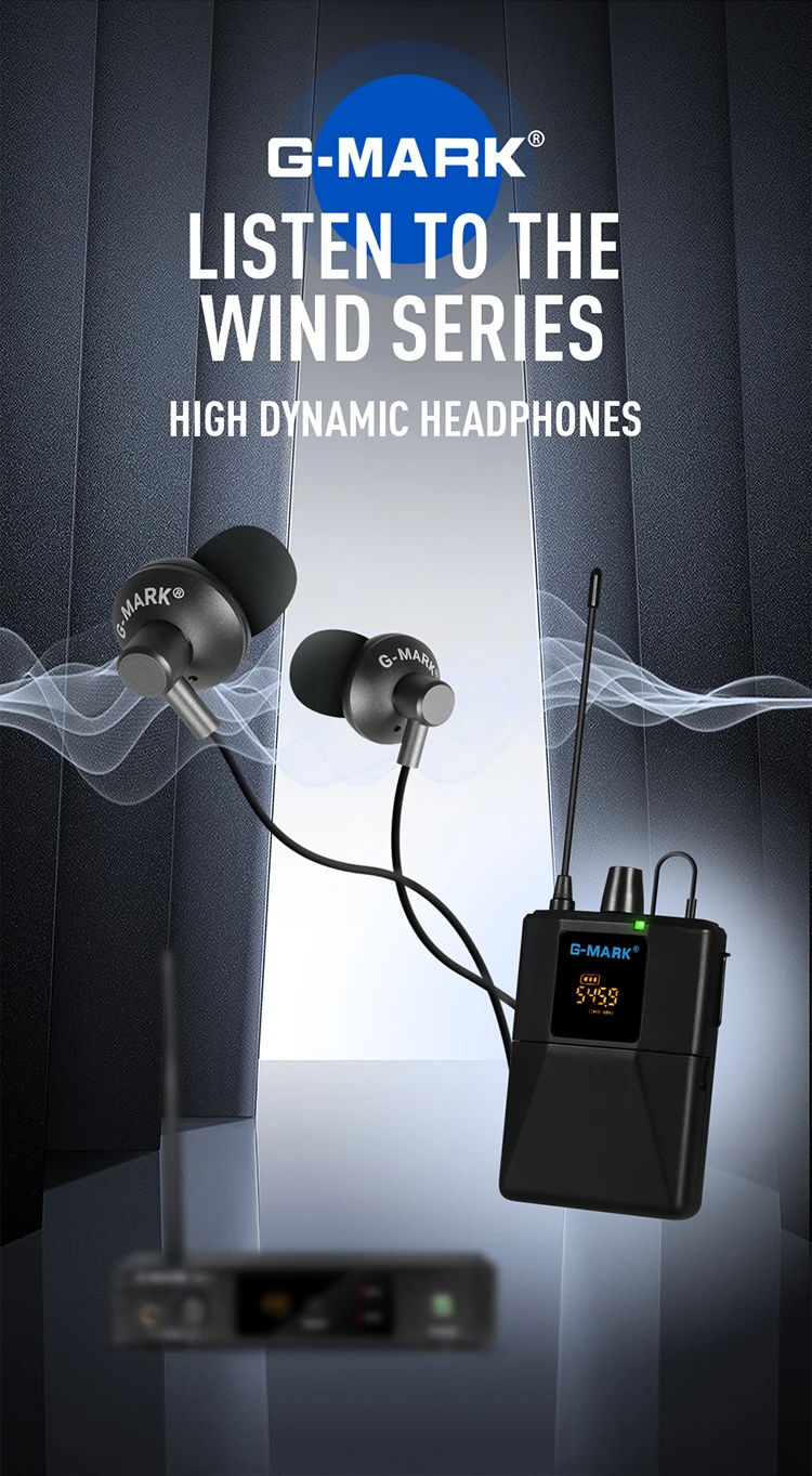 Wireless In Ear Monitor G-MARK SR100 UHF Stage Return Studio Frequency Selectable For Guitar Band Performance DJ Party