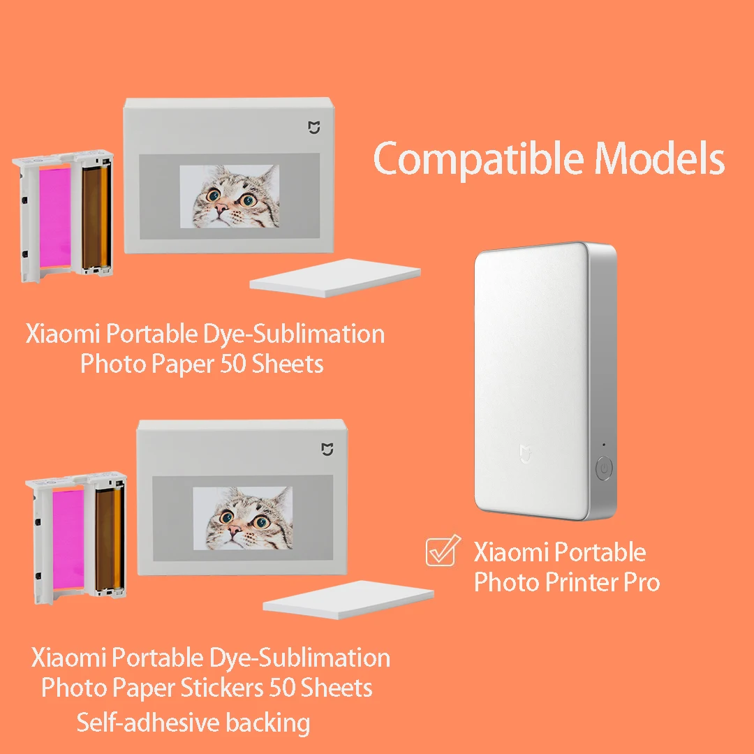 Xiaomi Portable Dye-Sublimation Photo Paper/Stickers 50 Sheets Original zink Mijia Pocket Printer Self-adhesive Photo Paper