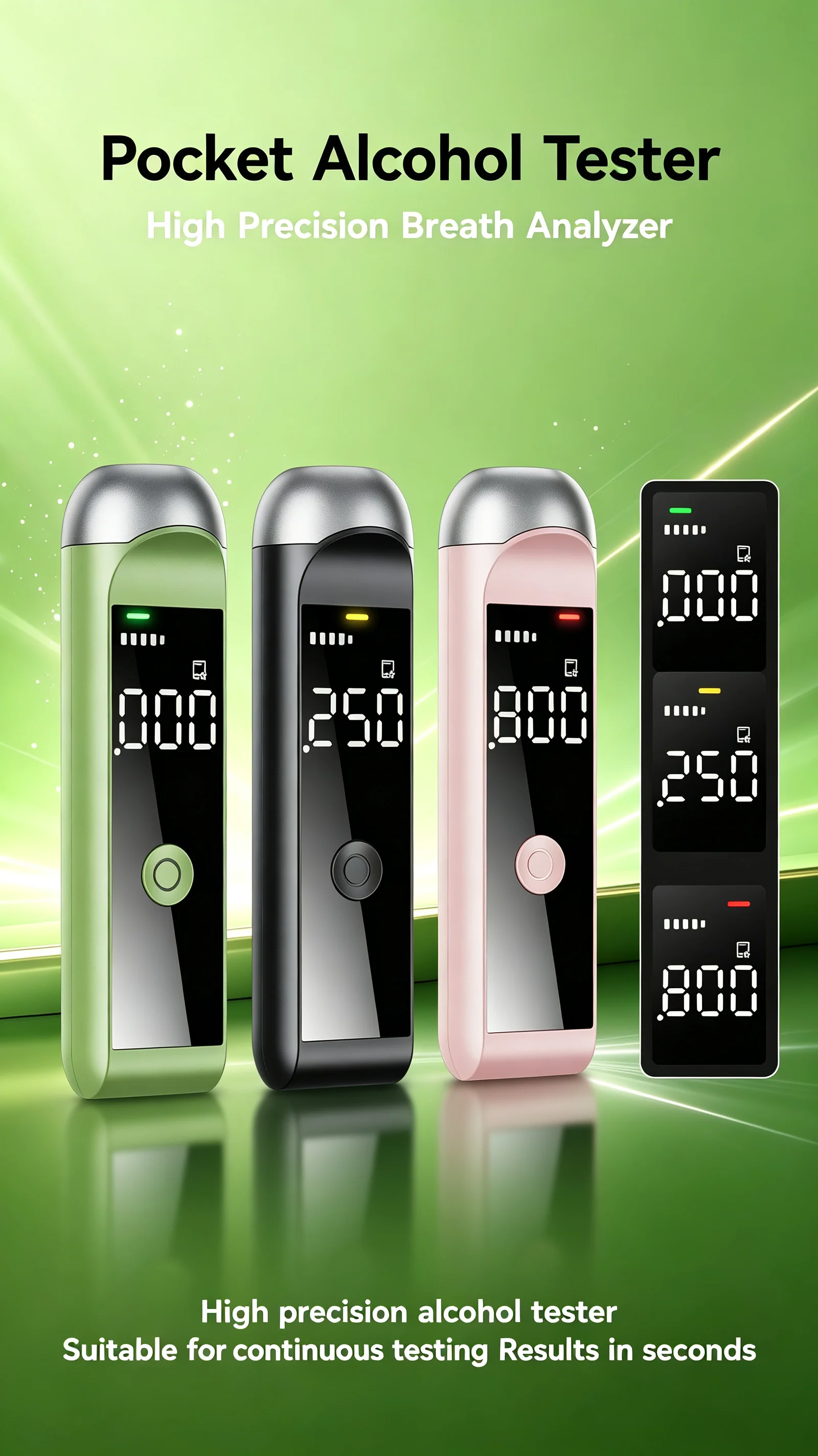 Portable Breathalyzer, Accuracy Alcohol Tester, Rechargeable Breathalyzer Suitable For Family, Personal, Driver Use