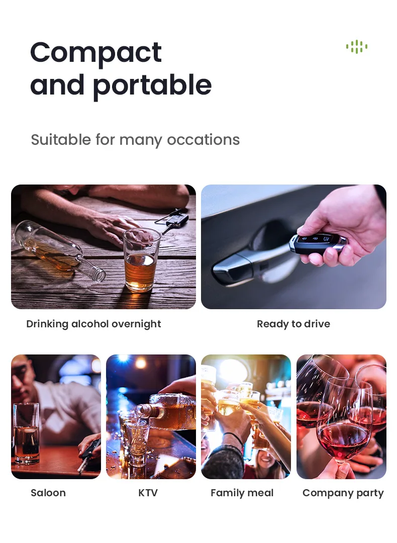 Portable Breathalyzer, Accuracy Alcohol Tester, Rechargeable Breathalyzer Suitable For Family, Personal, Driver Use