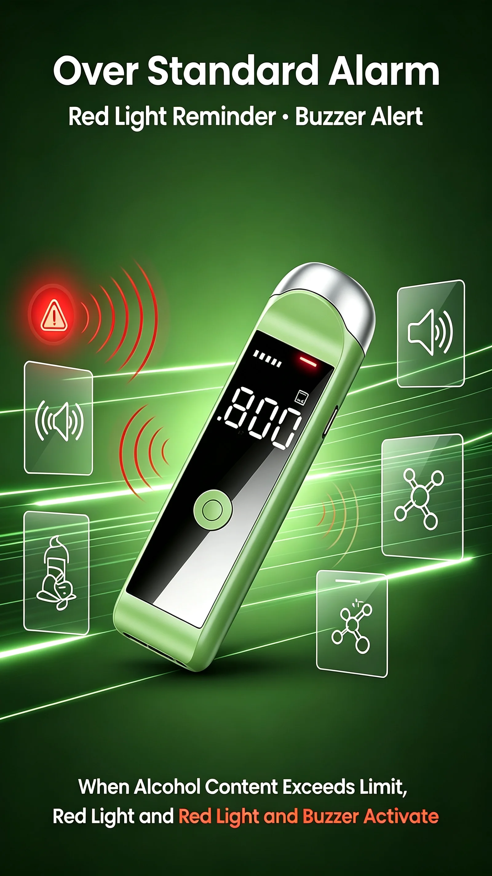 Portable Breathalyzer, Accuracy Alcohol Tester, Rechargeable Breathalyzer Suitable For Family, Personal, Driver Use