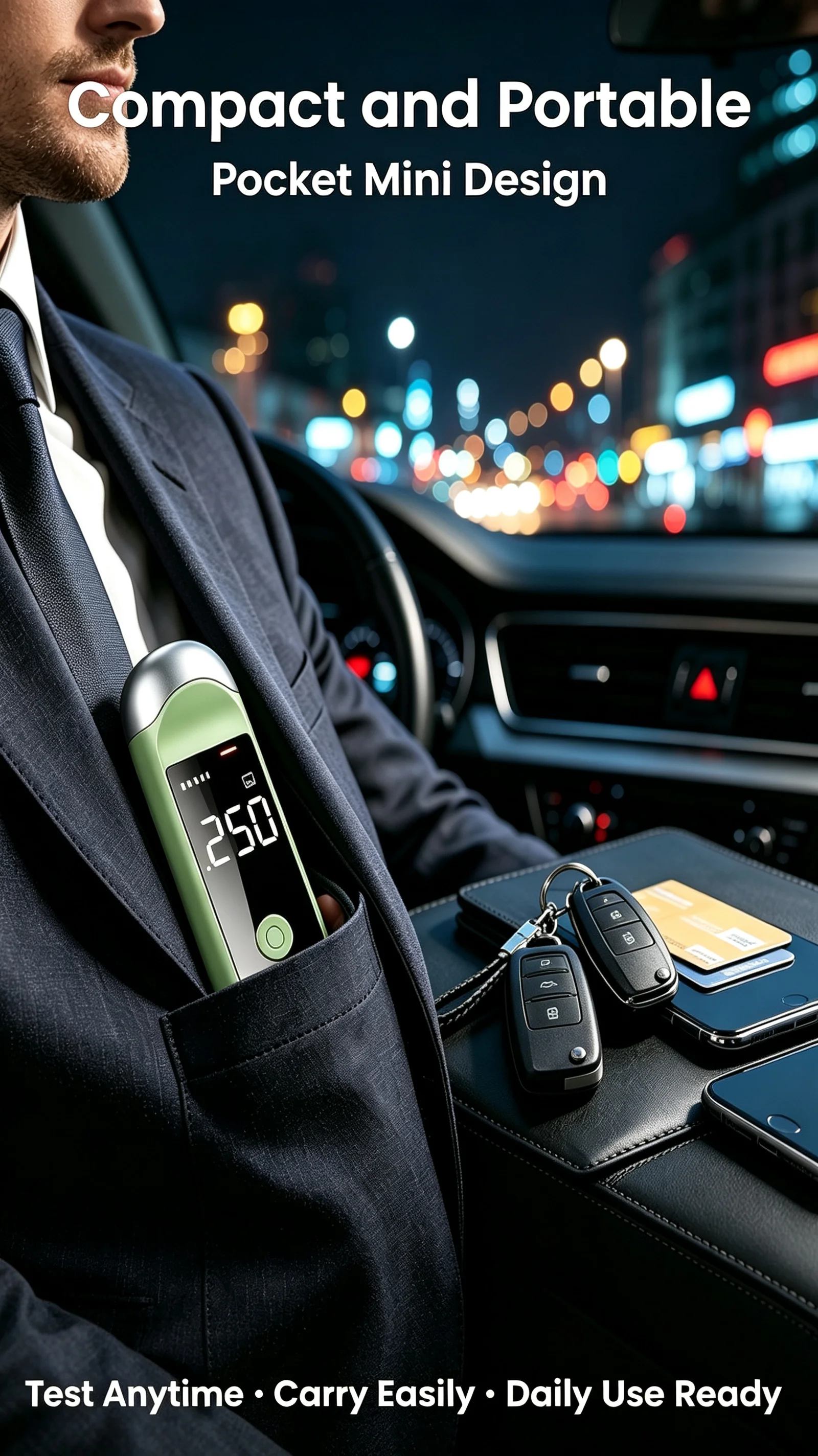 Portable Breathalyzer, Accuracy Alcohol Tester, Rechargeable Breathalyzer Suitable For Family, Personal, Driver Use
