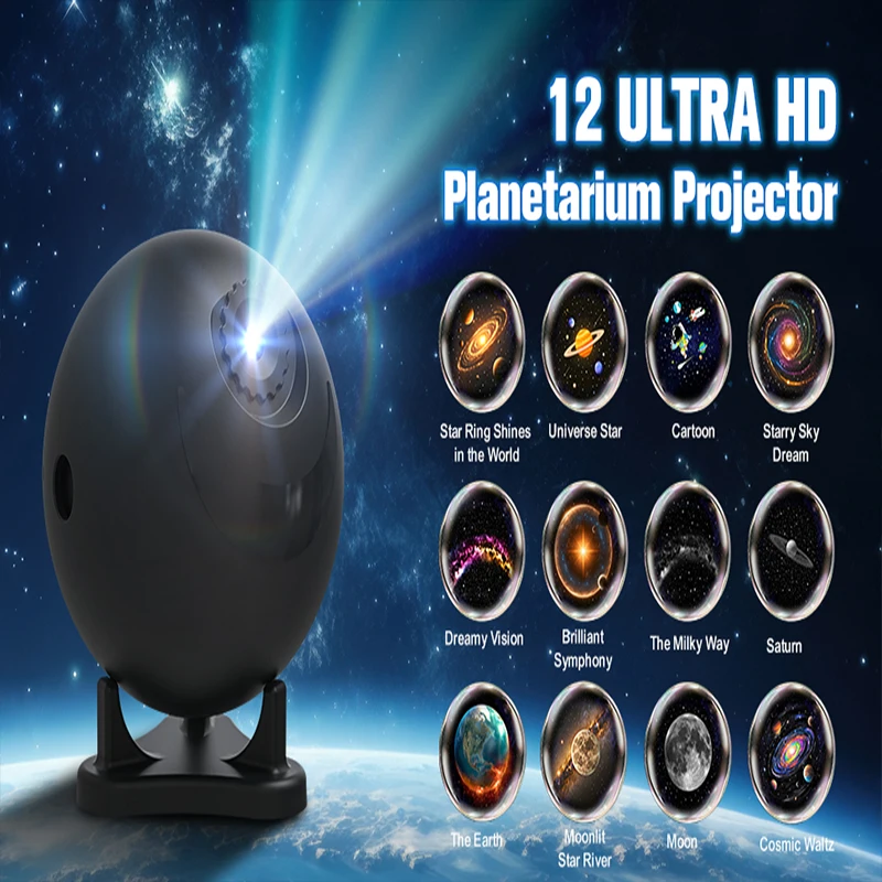 Planetarium Projector for Bedroom, 12 Image Discs, Galaxy Projectors Star Night Light, Ceiling Mood Lighting, Space Lamp