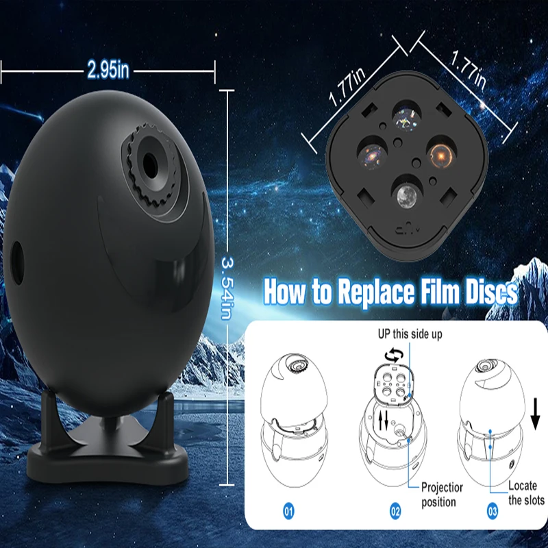 Planetarium Projector for Bedroom, 12 Image Discs, Galaxy Projectors Star Night Light, Ceiling Mood Lighting, Space Lamp