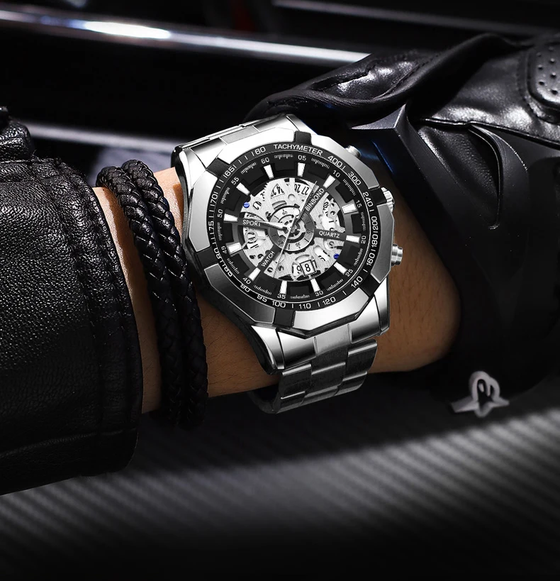 BINBOND Luxury Hollow-Out Quartz Wristwatch For Men Luminous Waterproof Men's Watch Business Sport Fashion Reloj Hommes