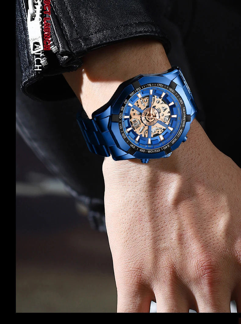 BINBOND Luxury Hollow-Out Quartz Wristwatch For Men Luminous Waterproof Men's Watch Business Sport Fashion Reloj Hommes