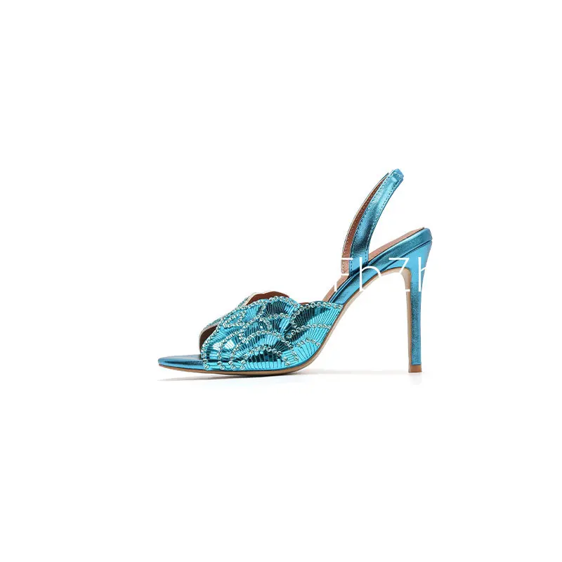 2026Fashionable Women's Summer New Sexy Sequined Slim High-heeled Sandals, Women's Wedding Party Plus Size Sandals