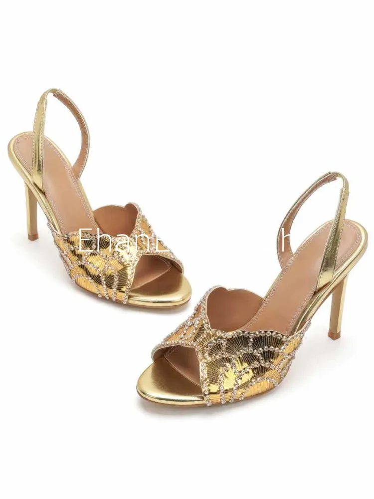 2026Fashionable Women's Summer New Sexy Sequined Slim High-heeled Sandals, Women's Wedding Party Plus Size Sandals