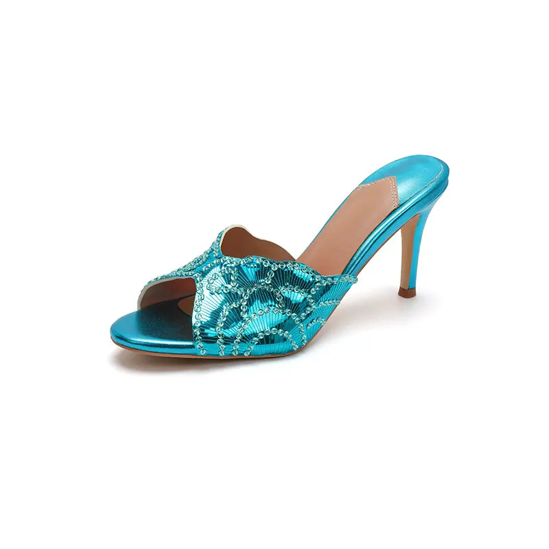 2026Fashionable Women's Summer New Sexy Sequined Slim High-heeled Sandals, Women's Wedding Party Plus Size Sandals