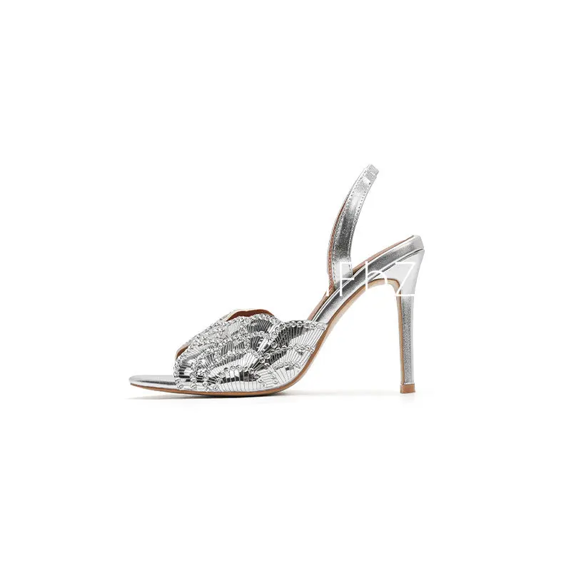 2026Fashionable Women's Summer New Sexy Sequined Slim High-heeled Sandals, Women's Wedding Party Plus Size Sandals