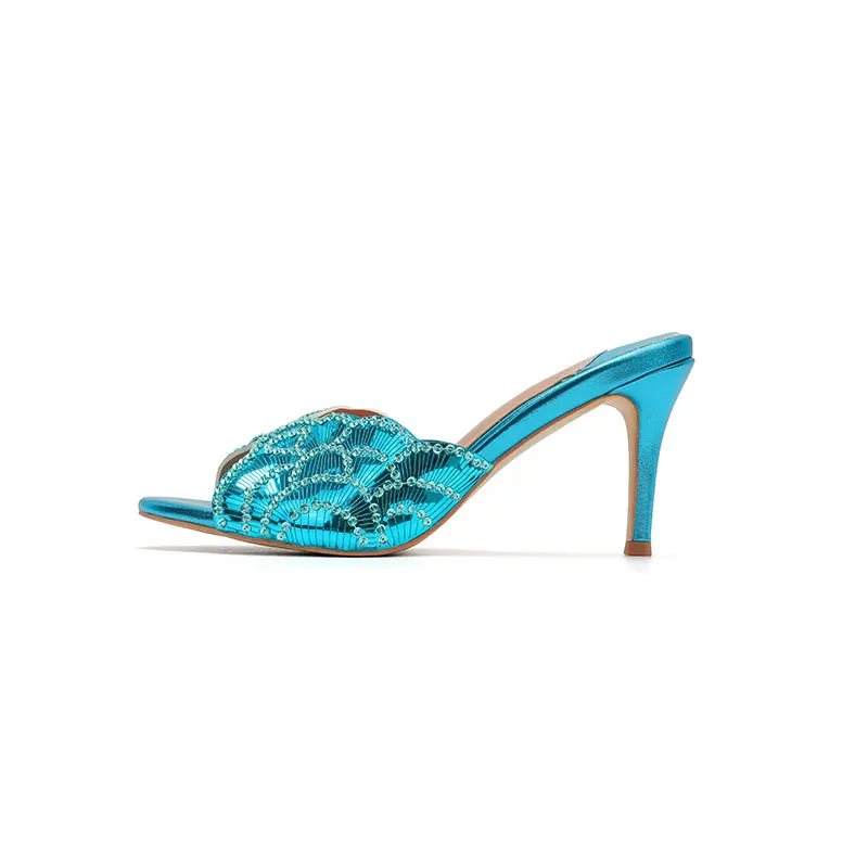 2026Fashionable Women's Summer New Sexy Sequined Slim High-heeled Sandals, Women's Wedding Party Plus Size Sandals