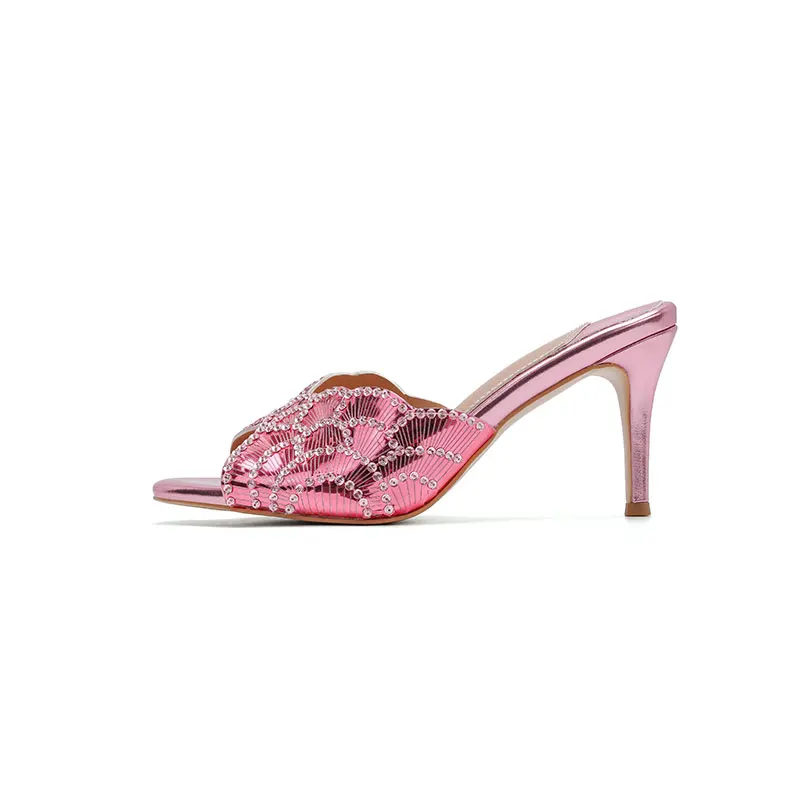 2026Fashionable Women's Summer New Sexy Sequined Slim High-heeled Sandals, Women's Wedding Party Plus Size Sandals