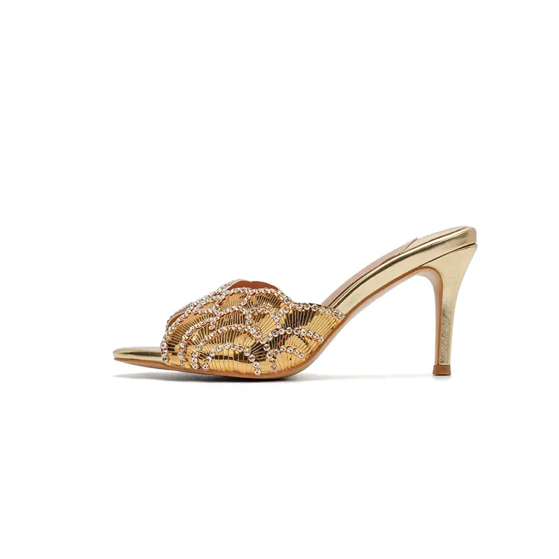 2026Fashionable Women's Summer New Sexy Sequined Slim High-heeled Sandals, Women's Wedding Party Plus Size Sandals