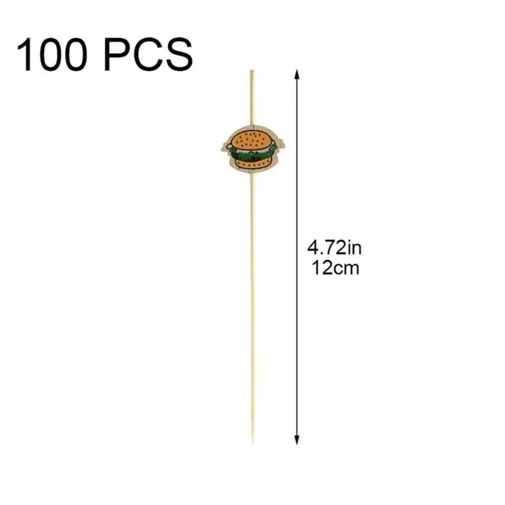 100PCS Hamburger Toothpicks Cocktail Picks Sticks Sandwiches Appetizers Cakes Dessert Drinks Fruit for Party Decoration Tools