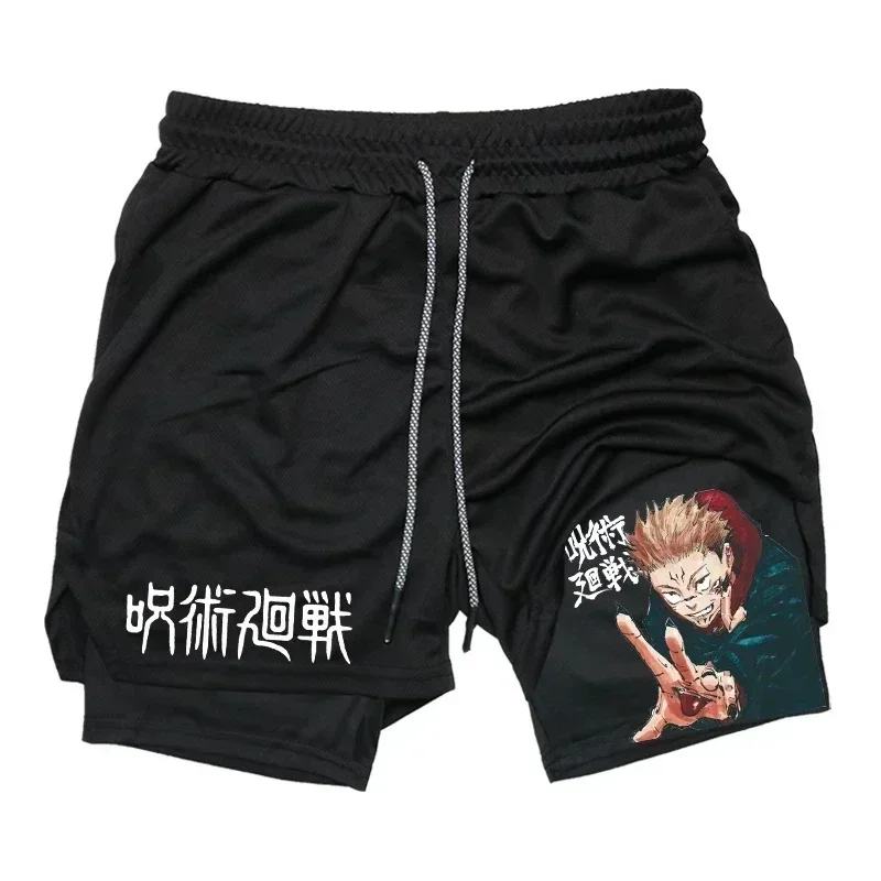 2026 Summer Jujutsu Kaisen Men's Cosplay Shorts Double-layer Two-in-one Shorts Quick-drying Fake Two-piece Unisex Shorts