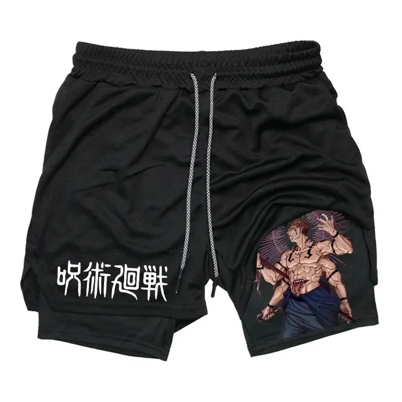 2026 Summer Jujutsu Kaisen Men's Cosplay Shorts Double-layer Two-in-one Shorts Quick-drying Fake Two-piece Unisex Shorts