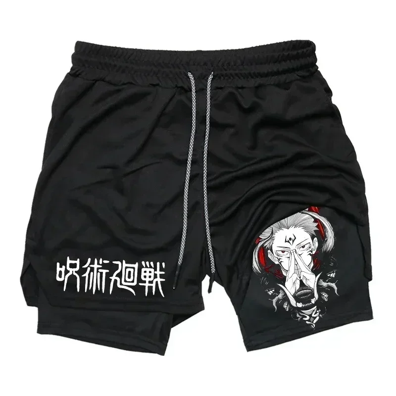 2026 Summer Jujutsu Kaisen Men's Cosplay Shorts Double-layer Two-in-one Shorts Quick-drying Fake Two-piece Unisex Shorts