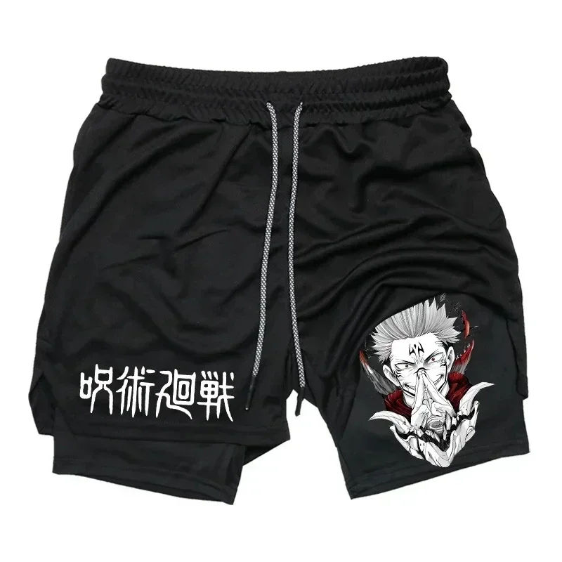 2026 Summer Jujutsu Kaisen Men's Cosplay Shorts Double-layer Two-in-one Shorts Quick-drying Fake Two-piece Unisex Shorts