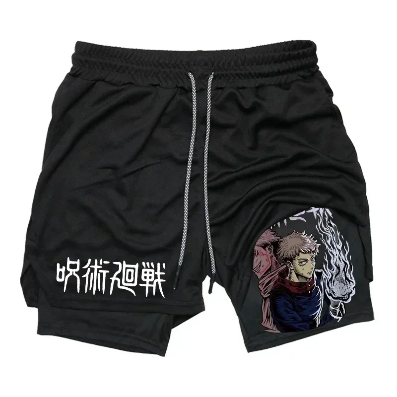 2026 Summer Jujutsu Kaisen Men's Cosplay Shorts Double-layer Two-in-one Shorts Quick-drying Fake Two-piece Unisex Shorts