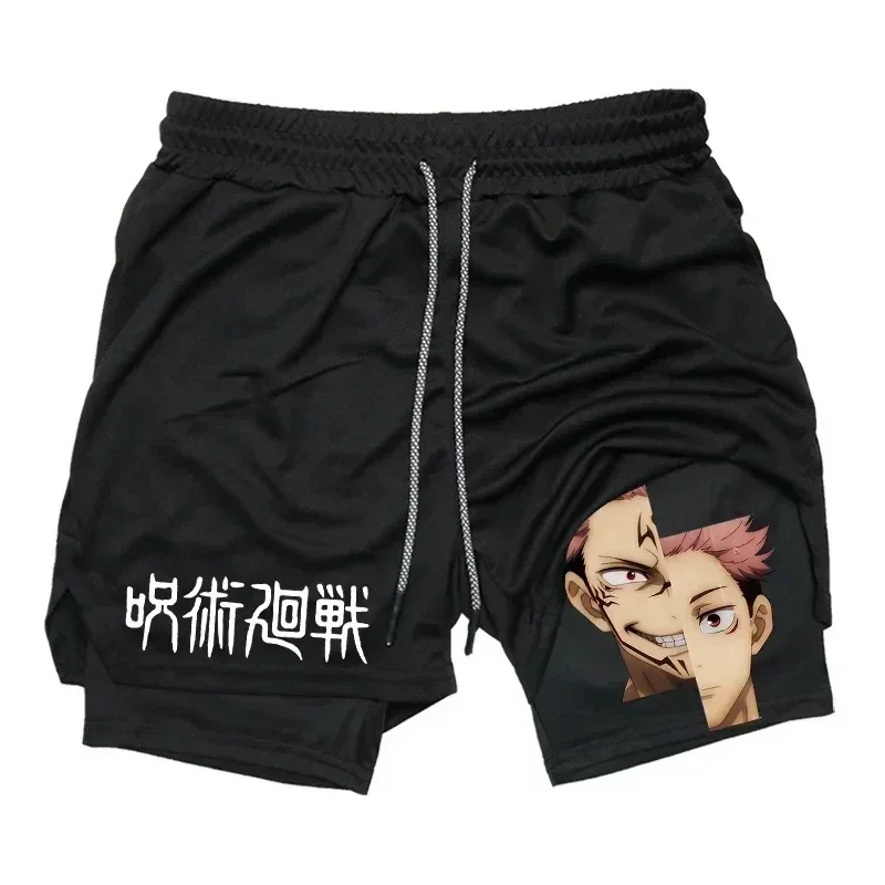 2026 Summer Jujutsu Kaisen Men's Cosplay Shorts Double-layer Two-in-one Shorts Quick-drying Fake Two-piece Unisex Shorts