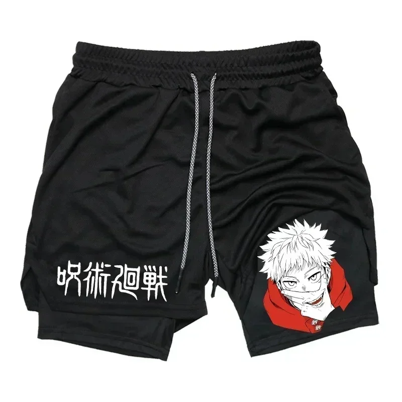 2026 Summer Jujutsu Kaisen Men's Cosplay Shorts Double-layer Two-in-one Shorts Quick-drying Fake Two-piece Unisex Shorts