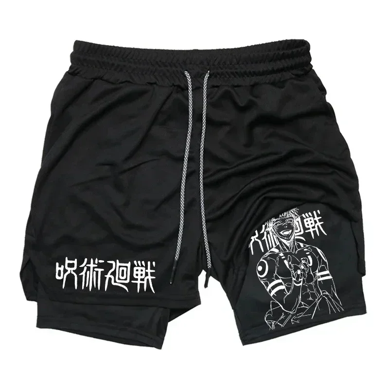 2026 Summer Jujutsu Kaisen Men's Cosplay Shorts Double-layer Two-in-one Shorts Quick-drying Fake Two-piece Unisex Shorts