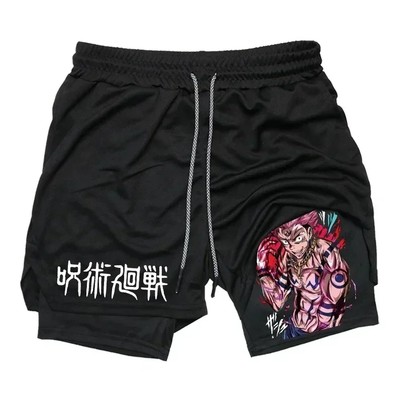 2026 Summer Jujutsu Kaisen Men's Cosplay Shorts Double-layer Two-in-one Shorts Quick-drying Fake Two-piece Unisex Shorts