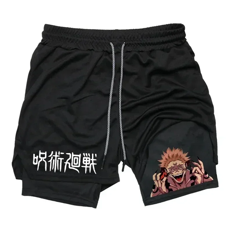 2026 Summer Jujutsu Kaisen Men's Cosplay Shorts Double-layer Two-in-one Shorts Quick-drying Fake Two-piece Unisex Shorts