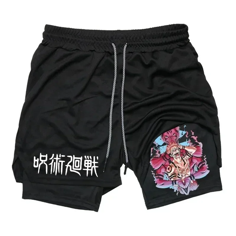 2026 Summer Jujutsu Kaisen Men's Cosplay Shorts Double-layer Two-in-one Shorts Quick-drying Fake Two-piece Unisex Shorts