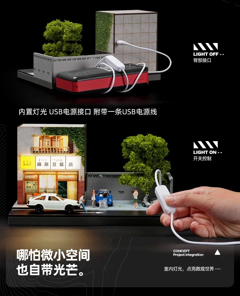 Collector 1/64 Fujiwara Tofu Shop Miniature Scene Model Figurines, Props and Ornaments Small-scale Display Sand Table