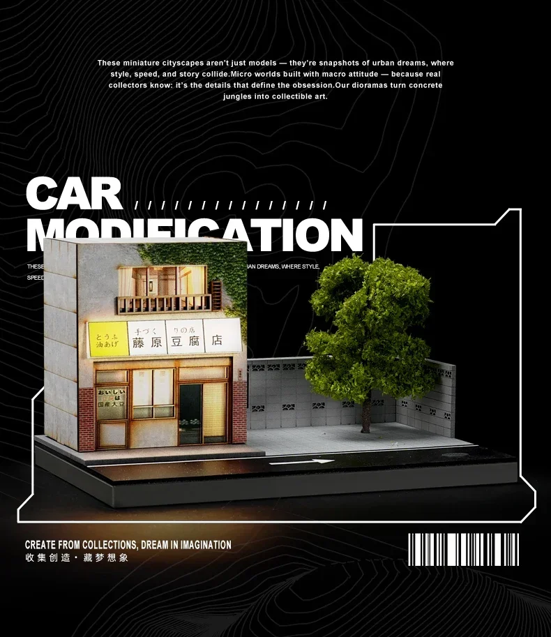 Collector 1/64 Fujiwara Tofu Shop Miniature Scene Model Figurines, Props and Ornaments Small-scale Display Sand Table