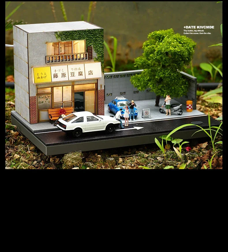 Collector 1/64 Fujiwara Tofu Shop Miniature Scene Model Figurines, Props and Ornaments Small-scale Display Sand Table