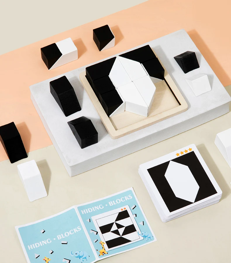 Wooden 3D Jigsaw Puzzle Montessori Geometric Shape Puzzles Building Blocks Kids Educational Logical Thinking Training Kids Gift