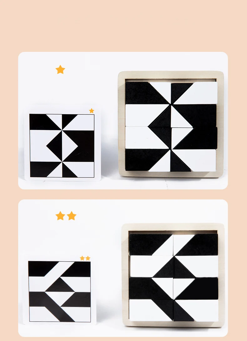 Wooden 3D Jigsaw Puzzle Montessori Geometric Shape Puzzles Building Blocks Kids Educational Logical Thinking Training Kids Gift