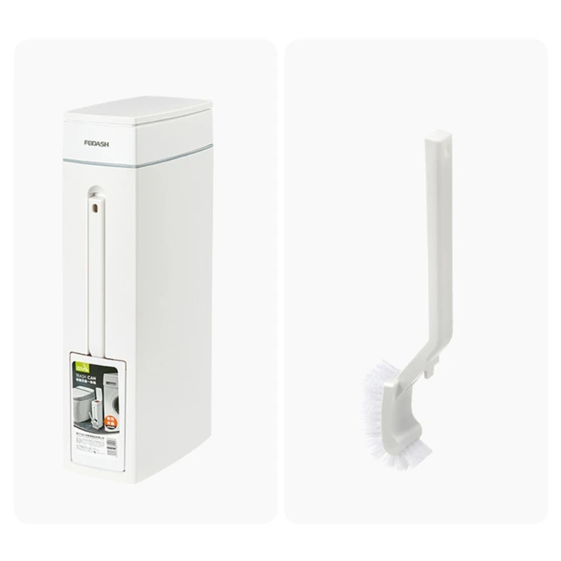 Narrow Bathroom Trash Can with Toilet Brush 4.5L Press-type Waste Bin Dustbin Kitchen Garbage Bucket Household Cleaning