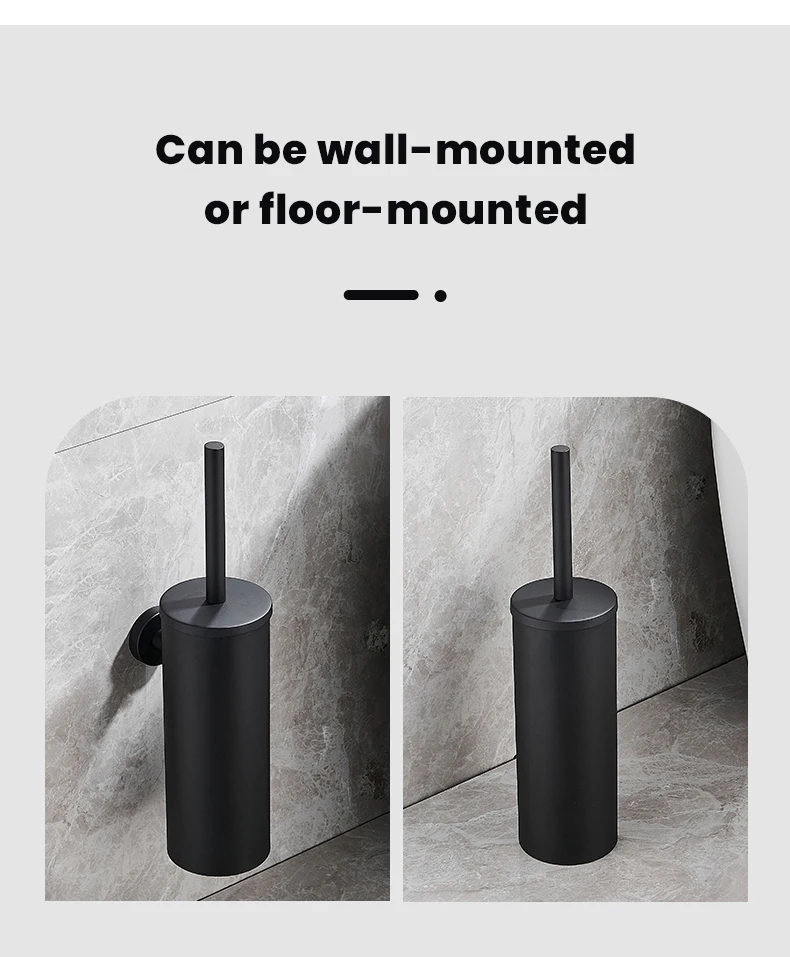 Stainless Steel Bathroom Toilet Brush Holder Accessories Black Toilet Brush Wall Mounted WC Cleaner Brush FR07