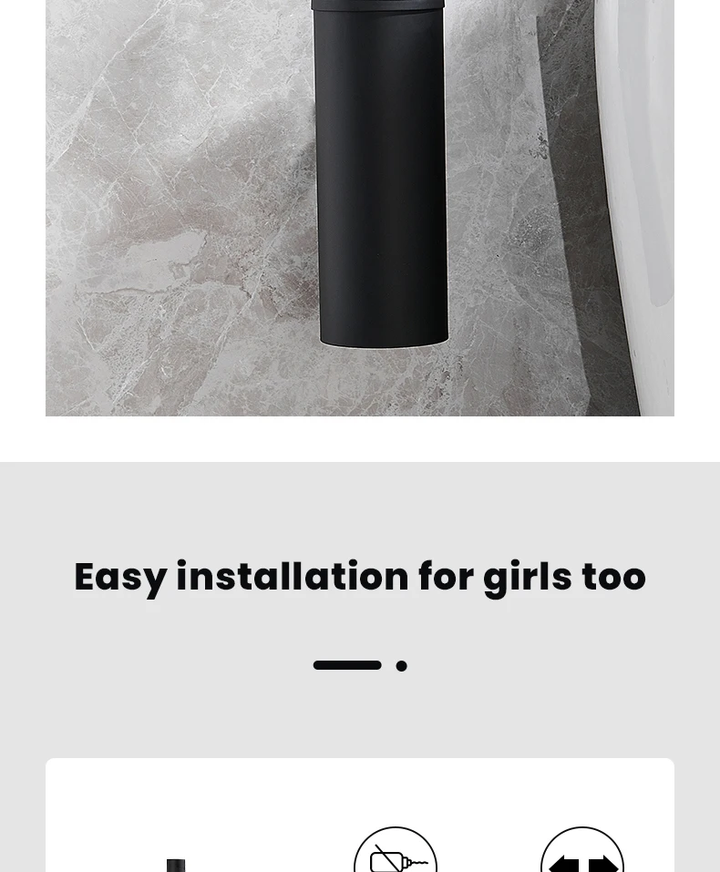 Stainless Steel Bathroom Toilet Brush Holder Accessories Black Toilet Brush Wall Mounted WC Cleaner Brush FR07