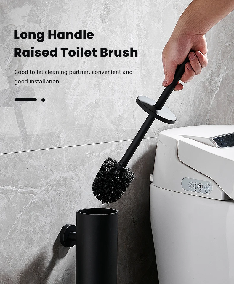 Stainless Steel Bathroom Toilet Brush Holder Accessories Black Toilet Brush Wall Mounted WC Cleaner Brush FR07
