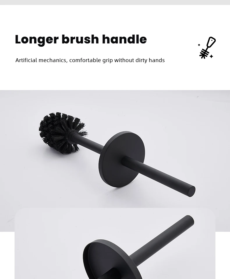 Stainless Steel Bathroom Toilet Brush Holder Accessories Black Toilet Brush Wall Mounted WC Cleaner Brush FR07