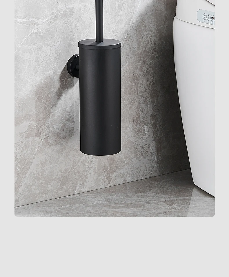 Stainless Steel Bathroom Toilet Brush Holder Accessories Black Toilet Brush Wall Mounted WC Cleaner Brush FR07