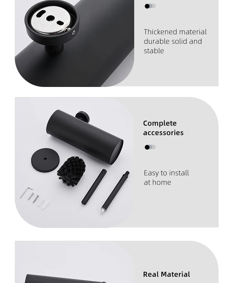 Stainless Steel Bathroom Toilet Brush Holder Accessories Black Toilet Brush Wall Mounted WC Cleaner Brush FR07