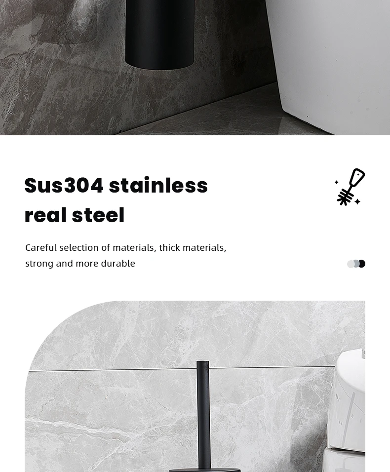 Stainless Steel Bathroom Toilet Brush Holder Accessories Black Toilet Brush Wall Mounted WC Cleaner Brush FR07