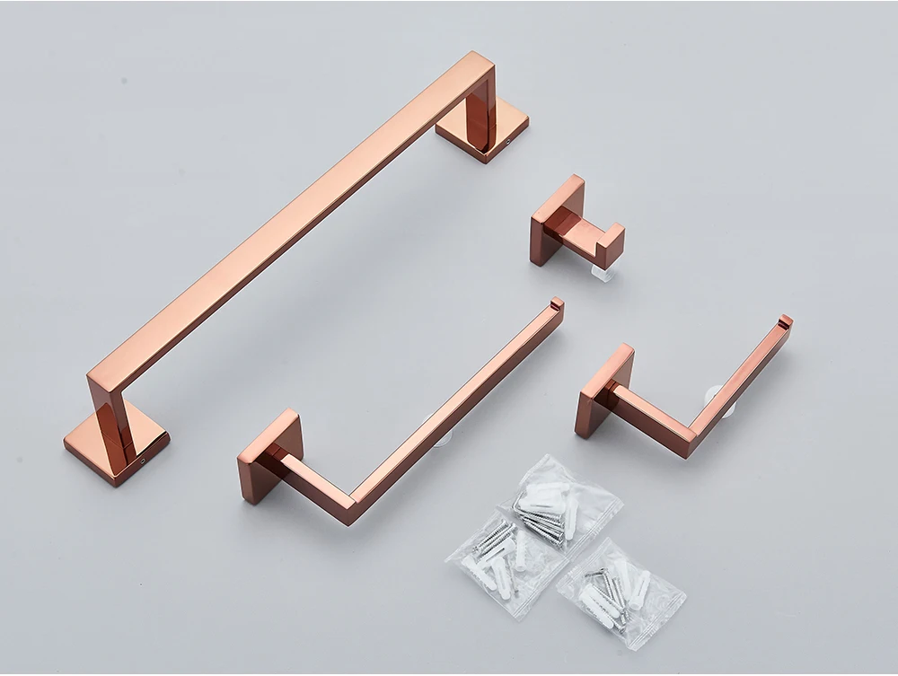 Rose Golden Bath Hardware Set Toilet Accessories Towel Rack Toilet Paper Holder Towel Bar Stainless Steel Bathroom Accessories