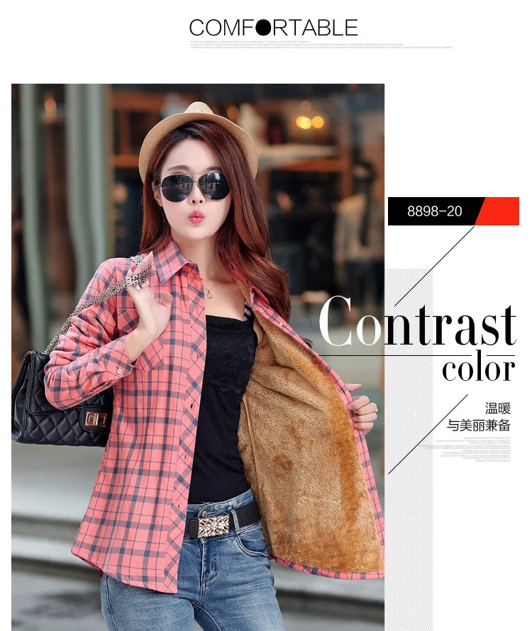 2026 Brand Winter Warm Women Velvet Thicke Plaid Shirt Style Coat Jacket Women Clothes Tops Female Casual Jacket Outerwear