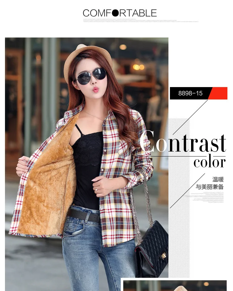 2026 Brand Winter Warm Women Velvet Thicke Plaid Shirt Style Coat Jacket Women Clothes Tops Female Casual Jacket Outerwear