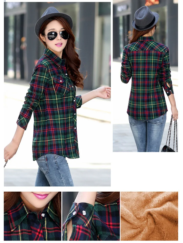 2026 Brand Winter Warm Women Velvet Thicke Plaid Shirt Style Coat Jacket Women Clothes Tops Female Casual Jacket Outerwear