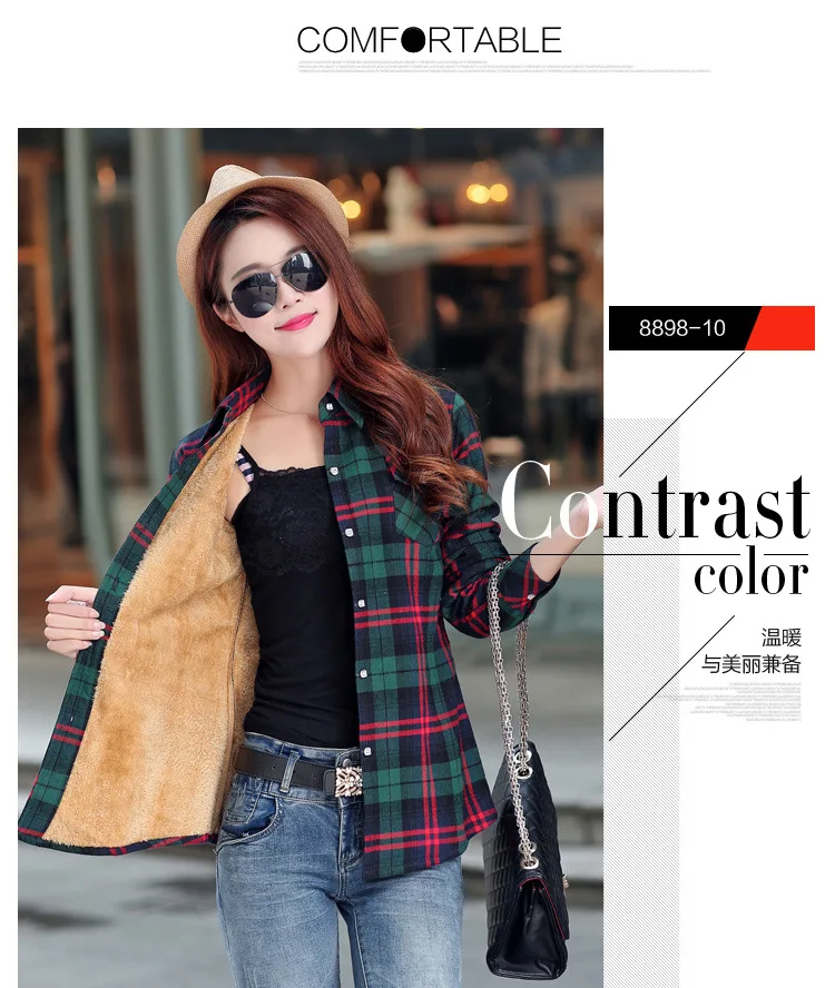 2026 Brand Winter Warm Women Velvet Thicke Plaid Shirt Style Coat Jacket Women Clothes Tops Female Casual Jacket Outerwear
