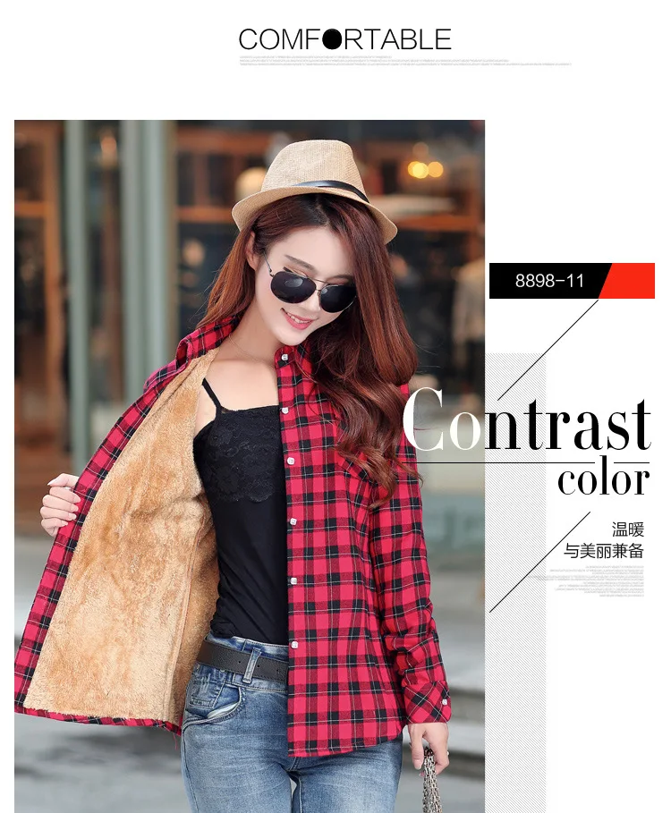 2026 Brand Winter Warm Women Velvet Thicke Plaid Shirt Style Coat Jacket Women Clothes Tops Female Casual Jacket Outerwear